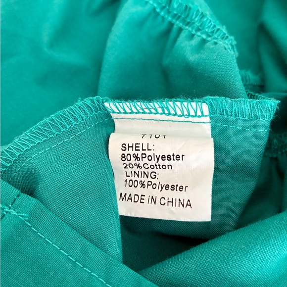 PrettyGarden Dress M Green Smocked Puff Sleeve Tiered Boho Cottagecore Prairie - Picture 12 of 13